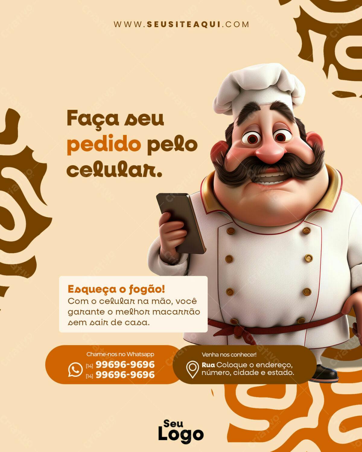 Flyer para Delivery de Macarrão PSD Editável