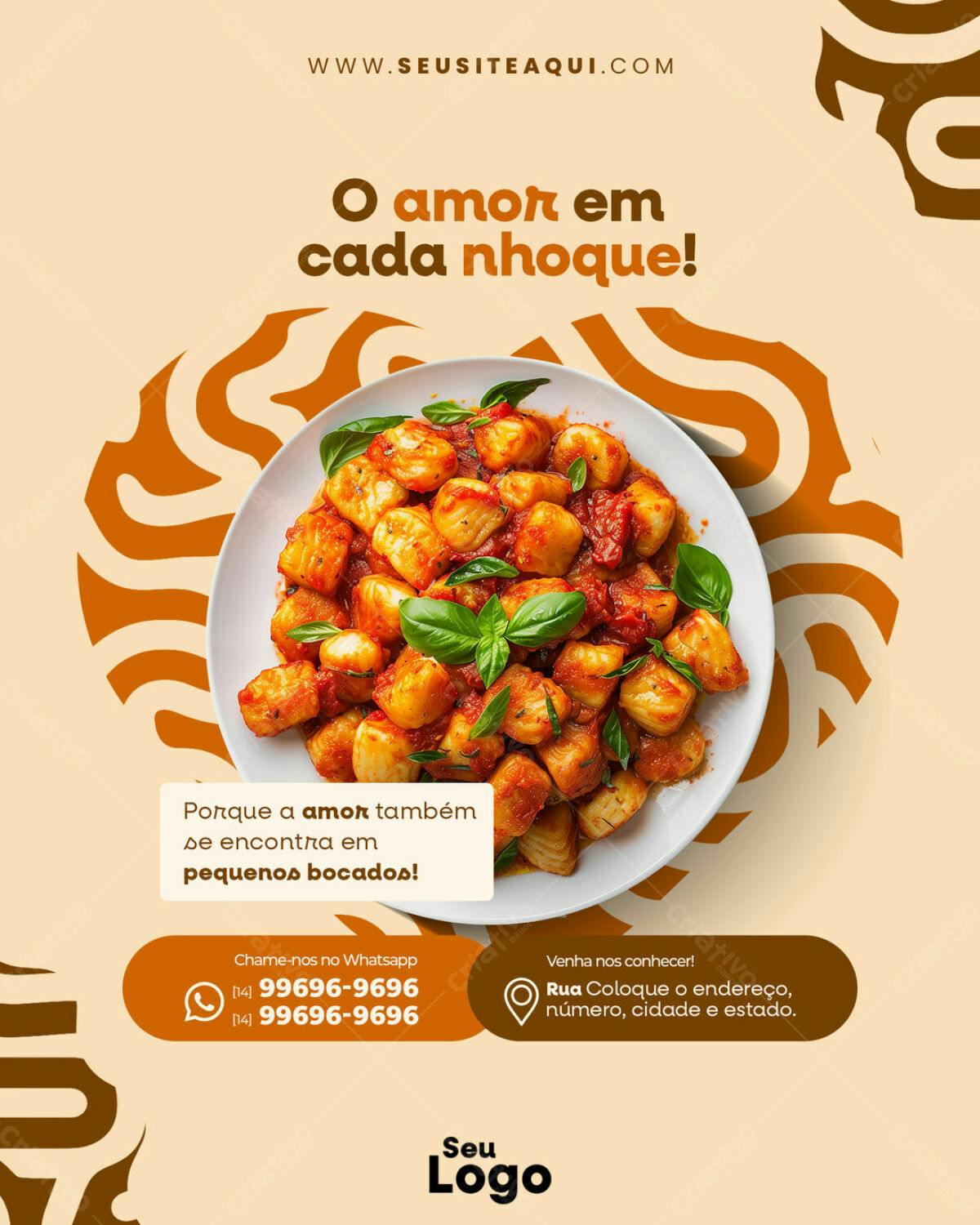 Flyer para Restaurante de Nhoque PSD Editável