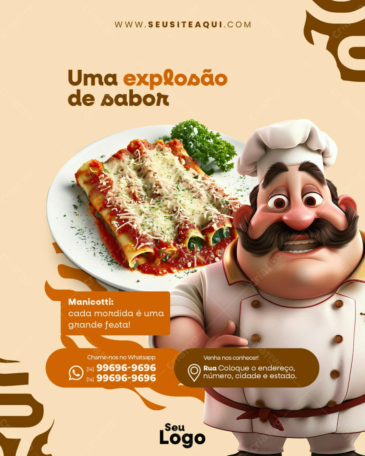 Cardápio Manicotti PSD Editável