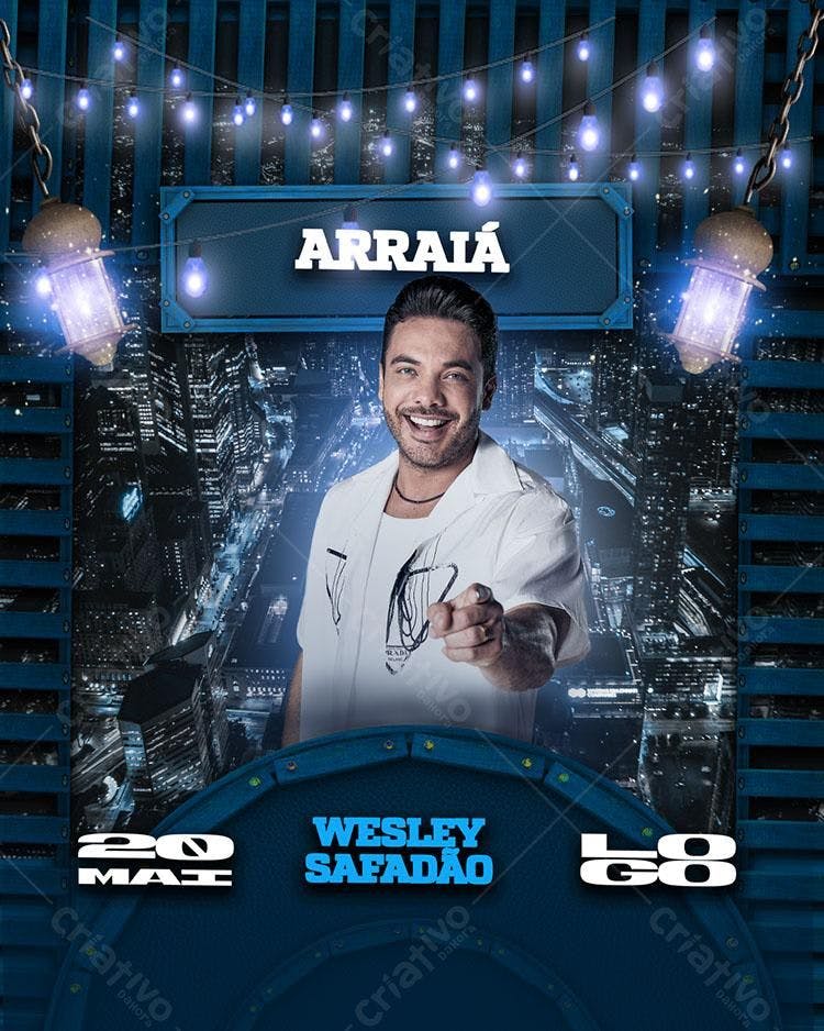 Flyer para Festa Junina com Wesley Safadão PSD Editável