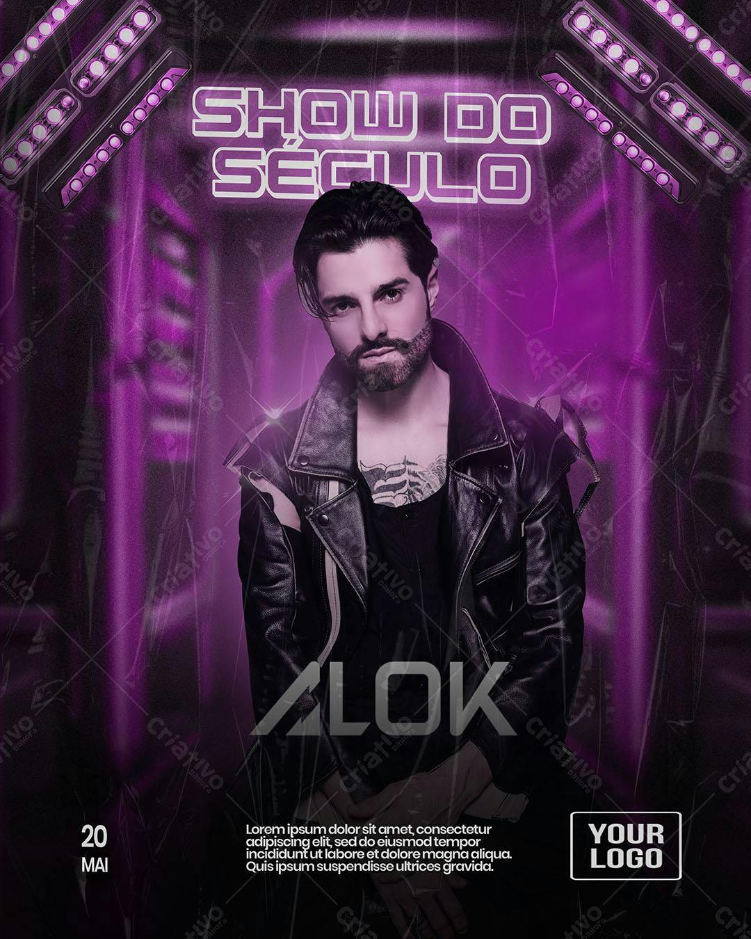 Flyer Show do Século Alok PSD Editável
