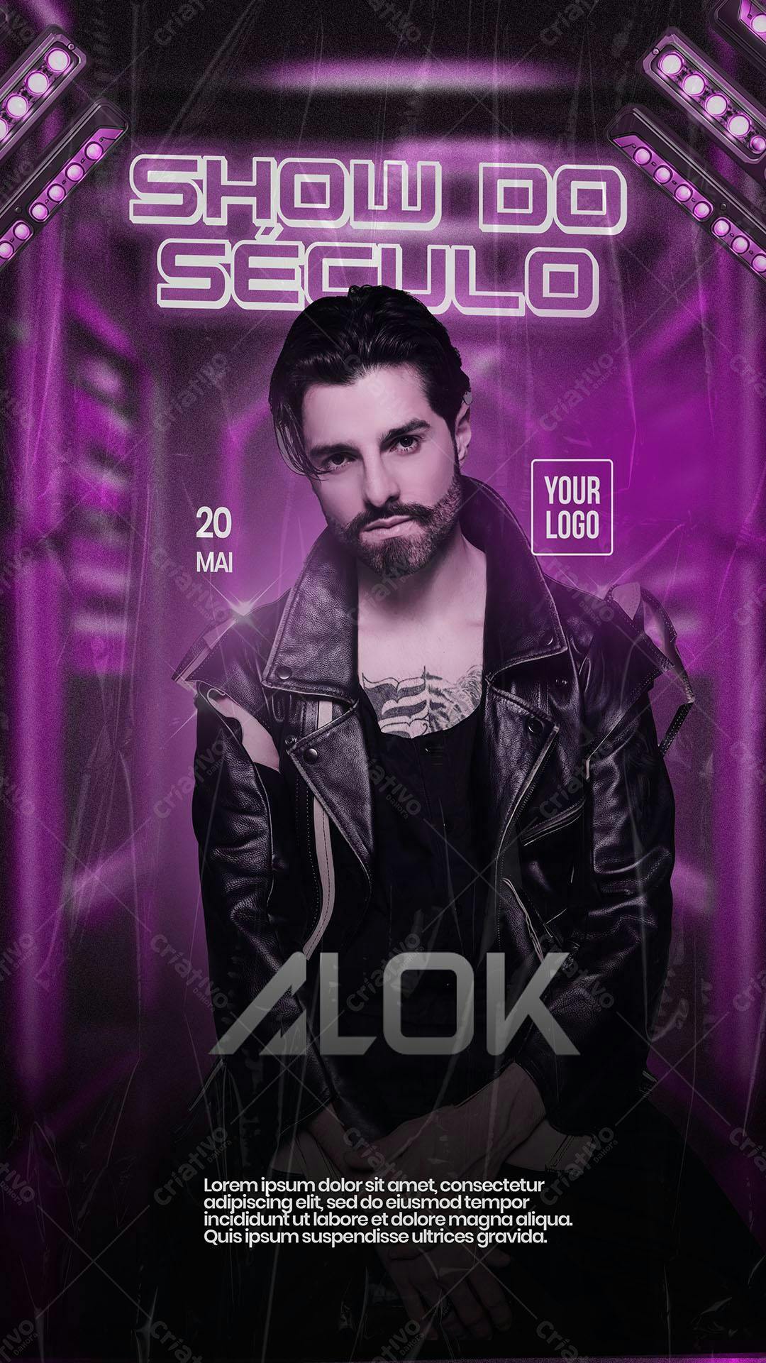 Flyer Show do Século Alok PSD Editável