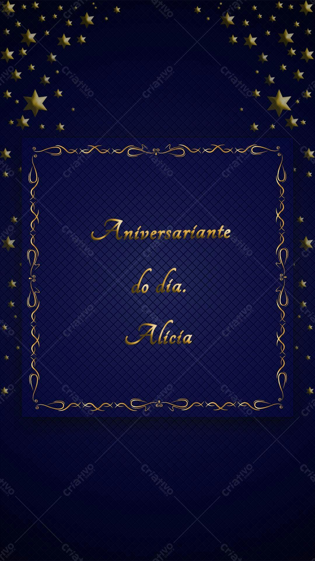 Convite de Aniversário Azul e Dourado PSD Editável
