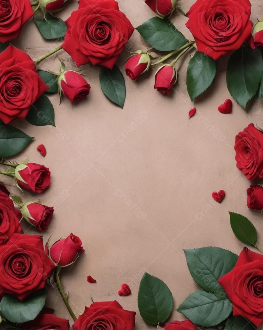 Rosas vermelhas moldura romântica