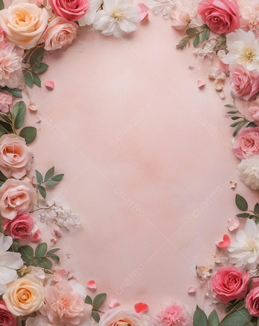 Moldura floral romântica em tons pastel