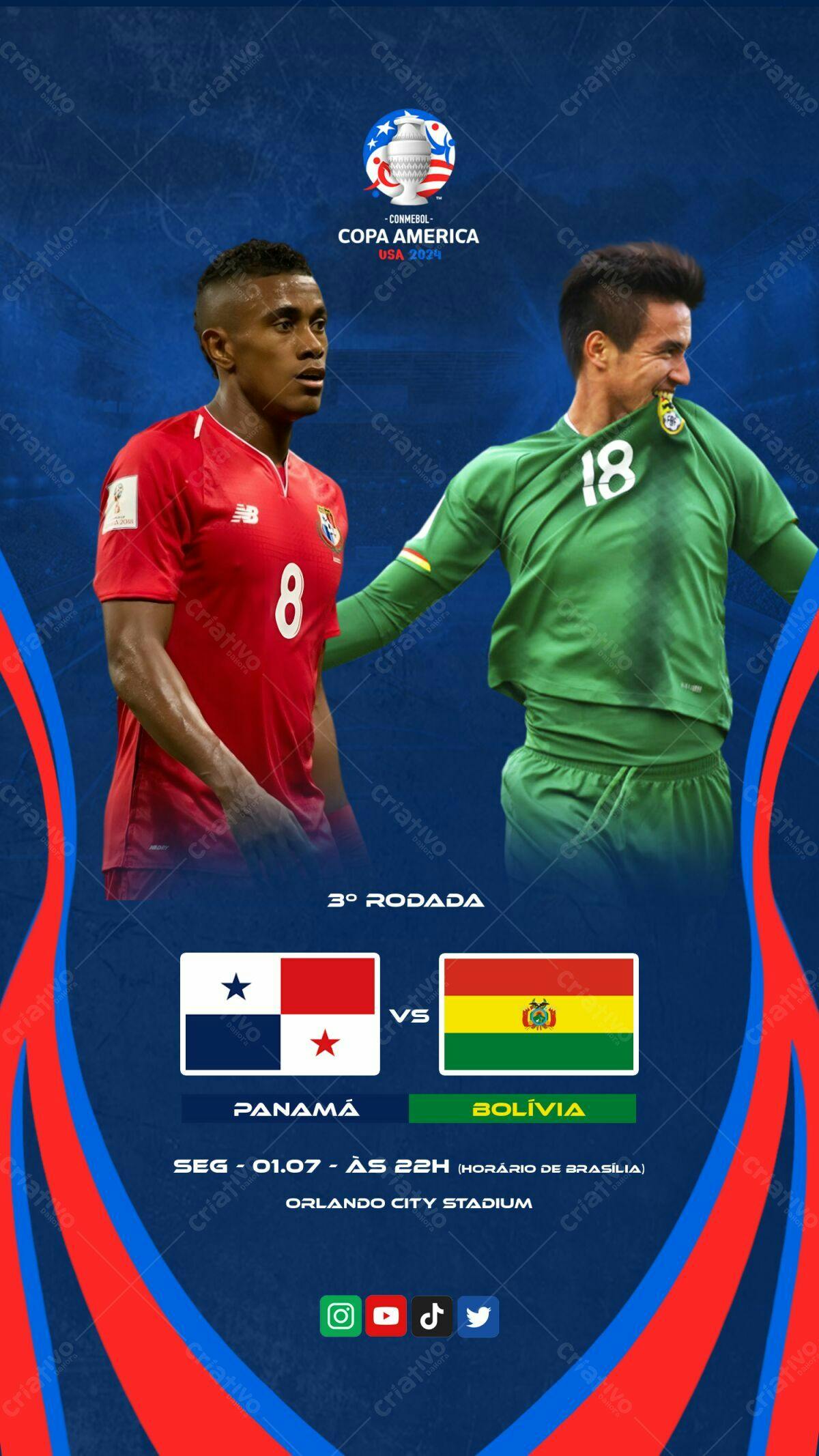 Flyer Copa América Panamá x Bolívia PSD Editável
