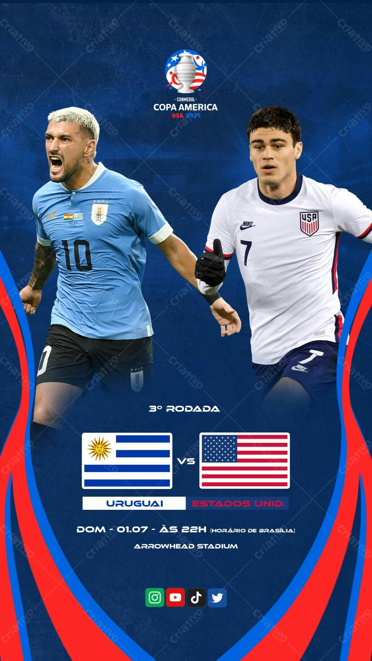 Flyer Copa América Uruguai x EUA PSD Editável