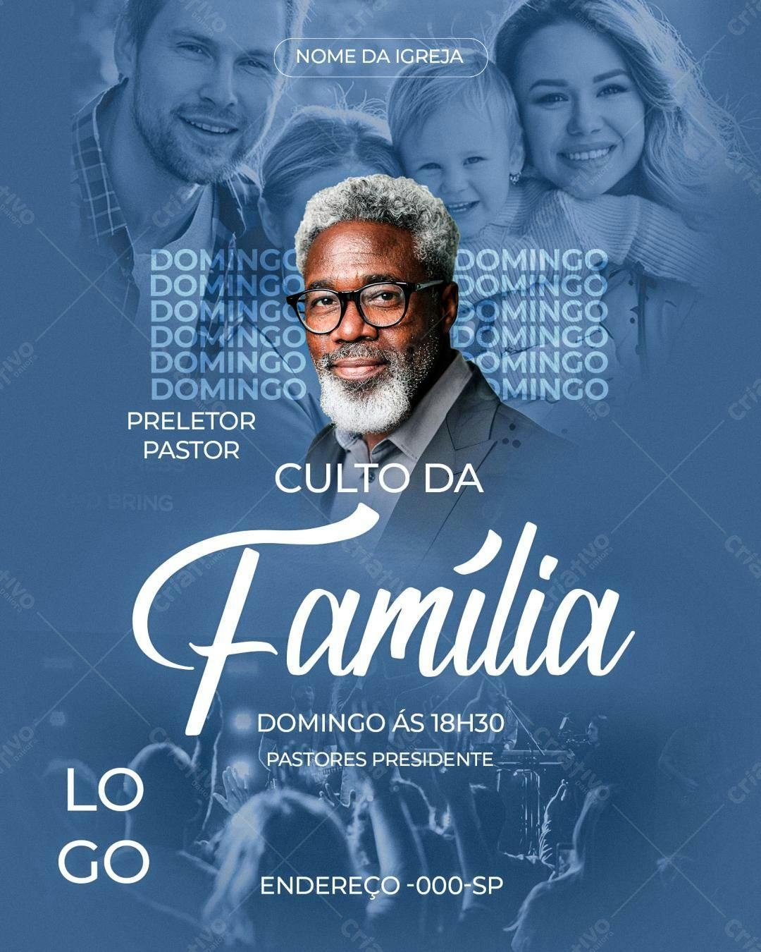 Flyer para Culto da Família PSD Editável
