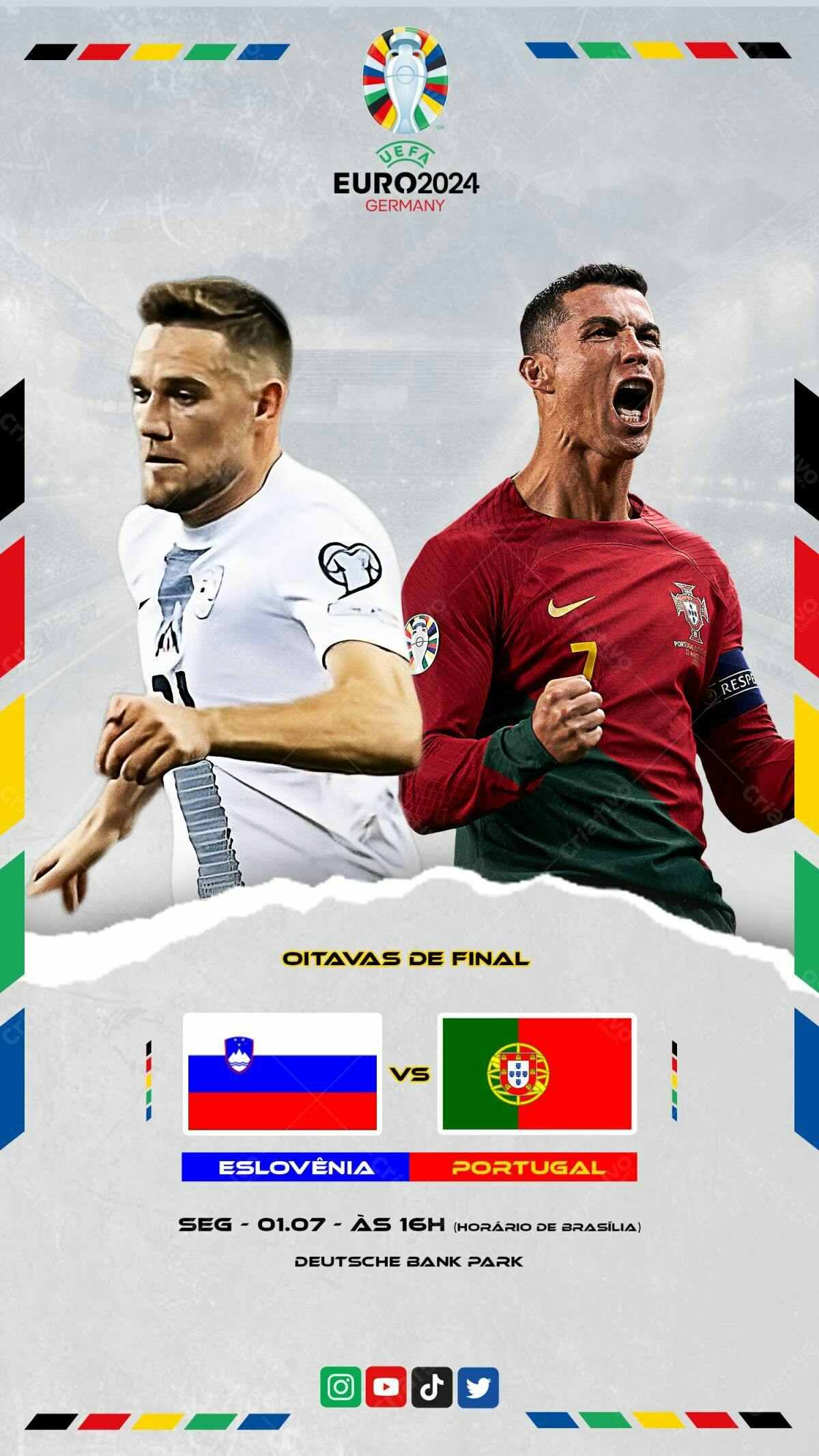 Flyer EURO2024 Eslovênia x Portugal PSD Editável