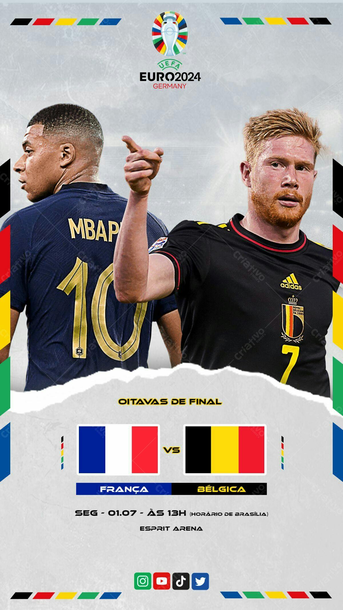 Flyer França x Bélgica EURO2024 PSD Editável