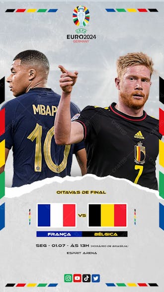 Eurocopa frança x bélgica social media story