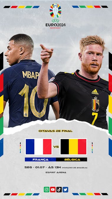 Eurocopa frança x bélgica social media story