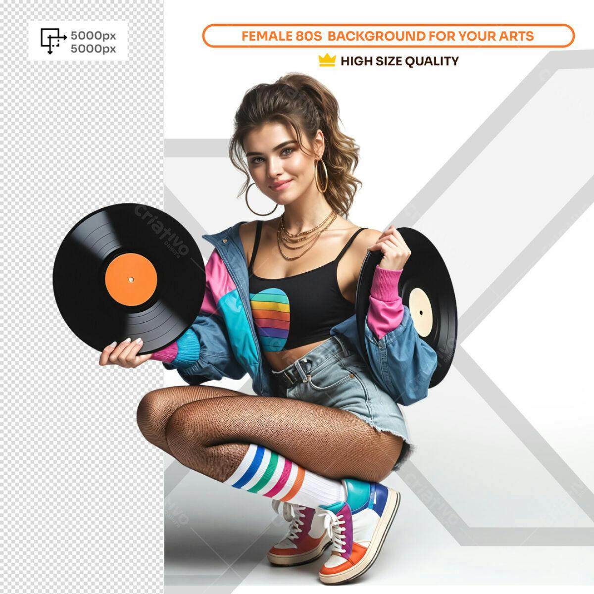 Background anos 80 Mulher PSD Editável