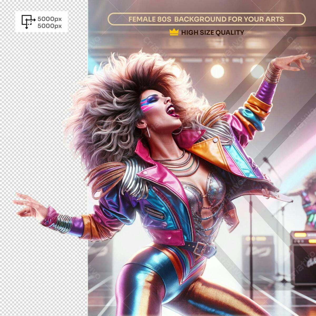 Background anos 80 Mulher Cantora PSD Editável