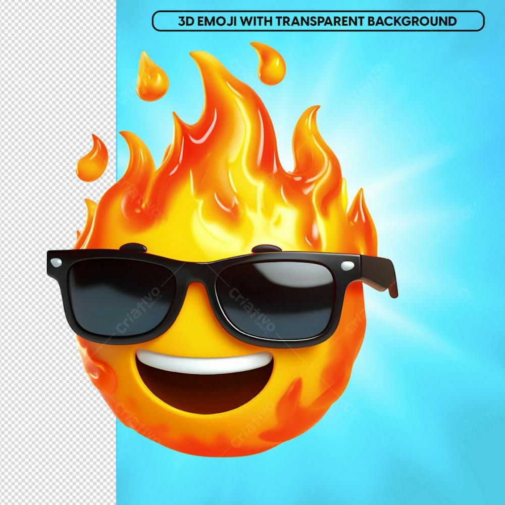 3D Bola De Fogo De Óculos Emoji