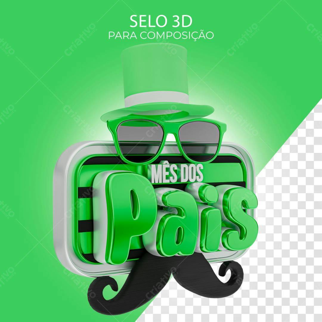 Selo 3D Dia dos Pais verde metálico