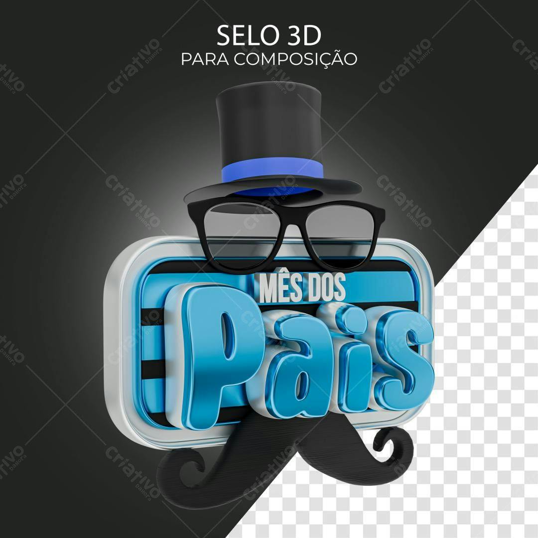 Selo 3D Dia dos Pais azul metálico