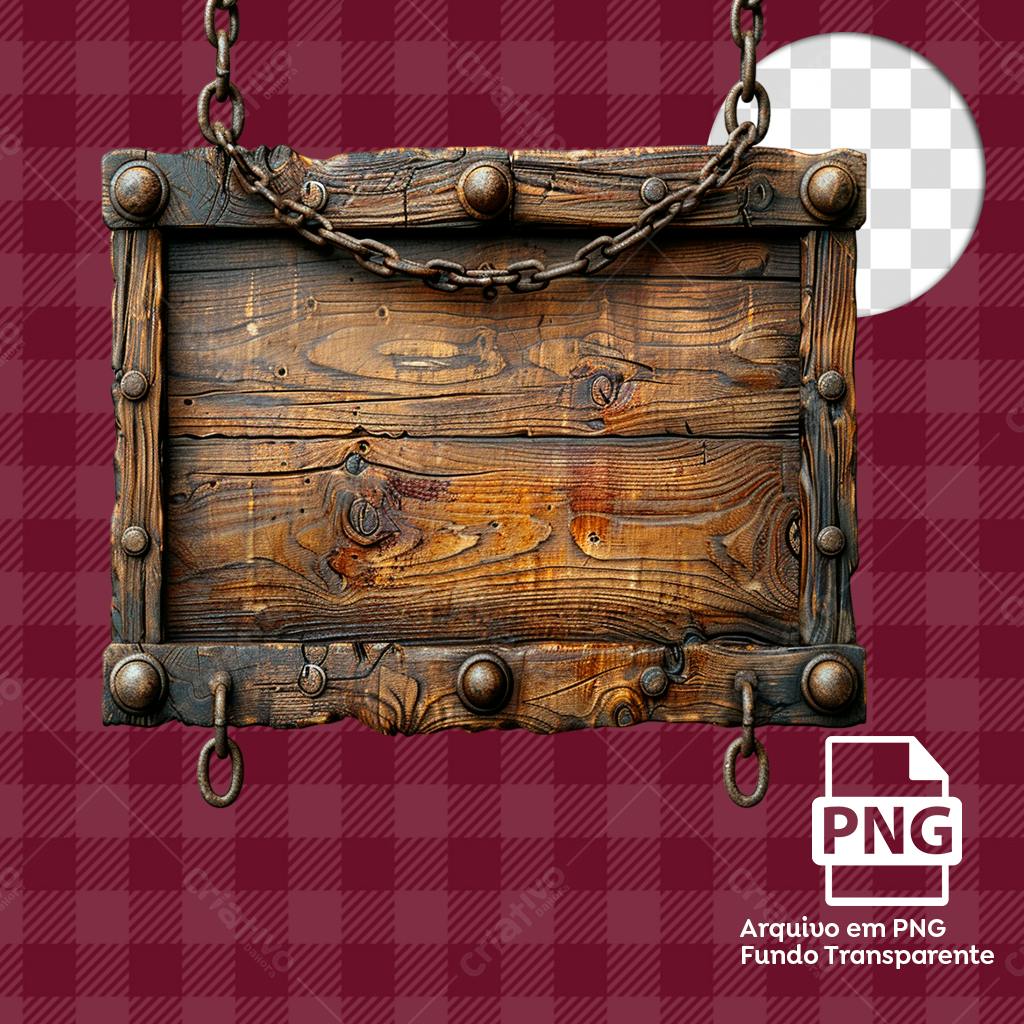 Placa de Madeira Rustica PNG com fundo transparente
