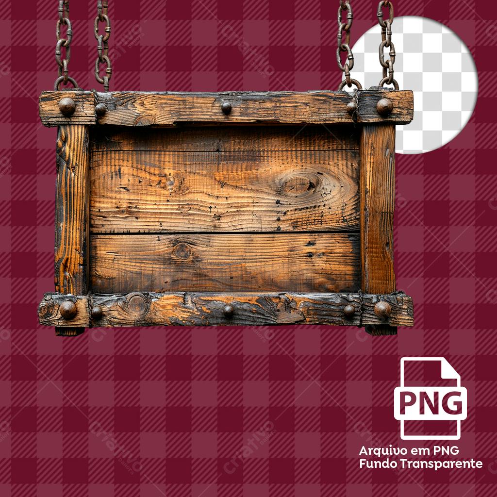 Placa de Madeira Vintage PNG com fundo transparente