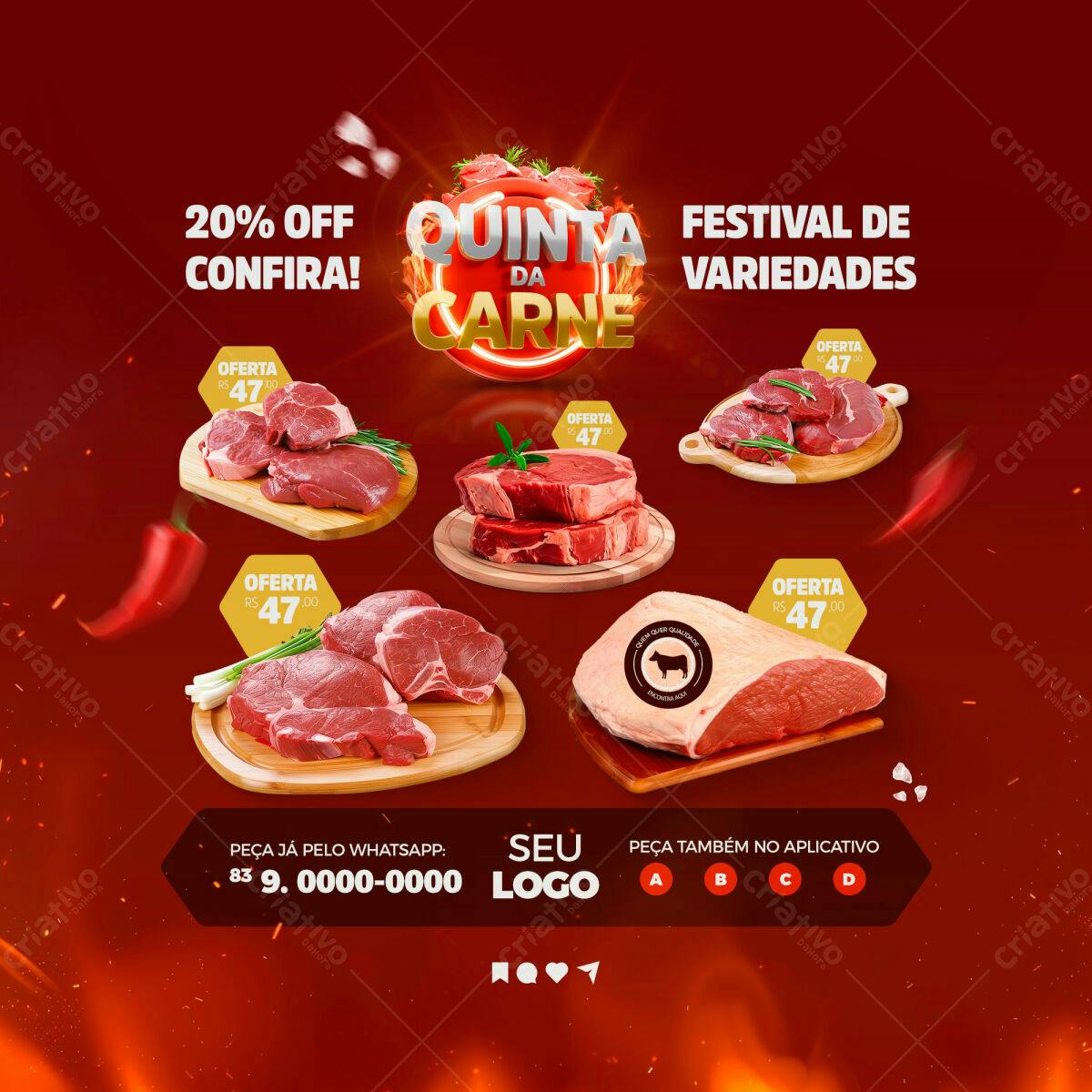 Flyer para Quinta da Carne PSD Editável