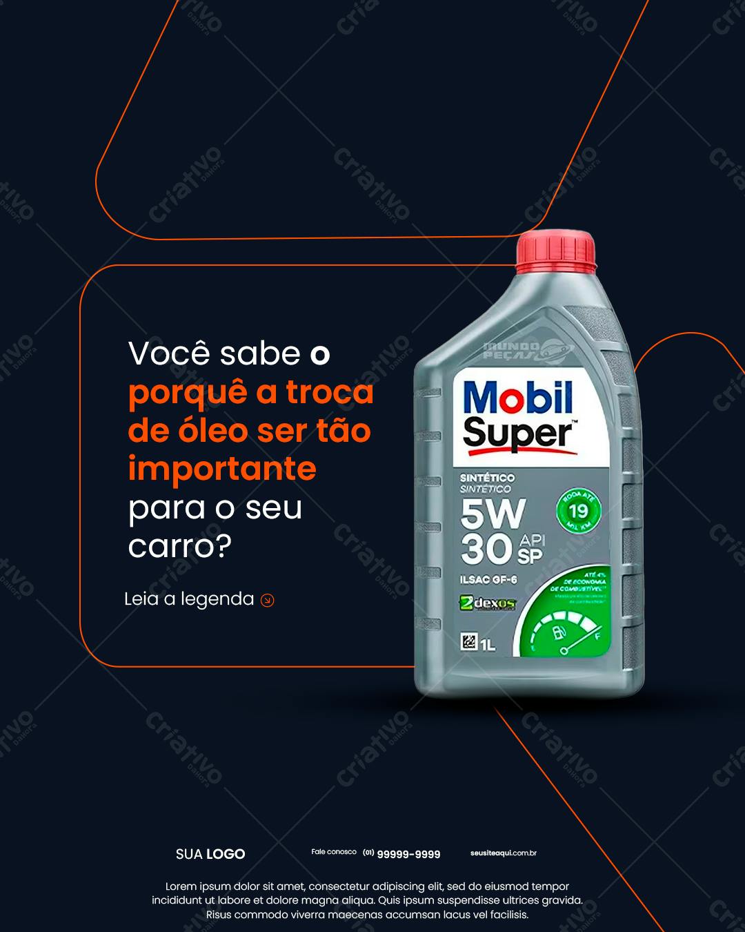 Anúncio de Troca de Óleo Mobil Super PSD Editável