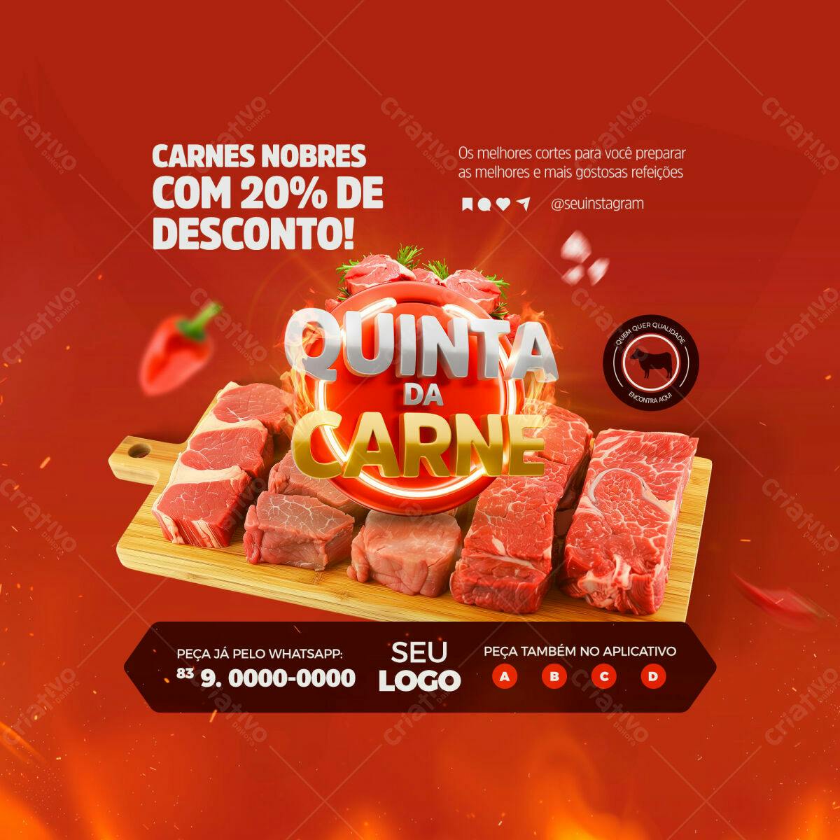 Flyer Quinta da Carne com 20% de Desconto PSD Editável