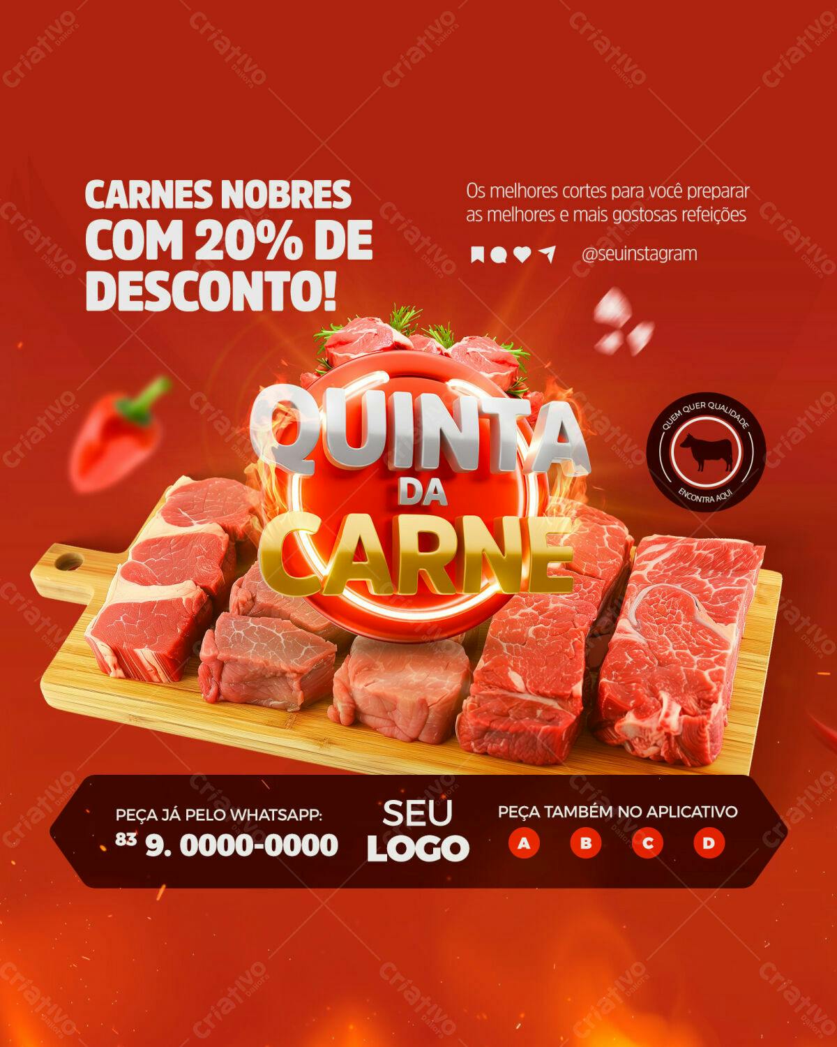 Flyer Quinta da Carne com 20% de Desconto PSD Editável