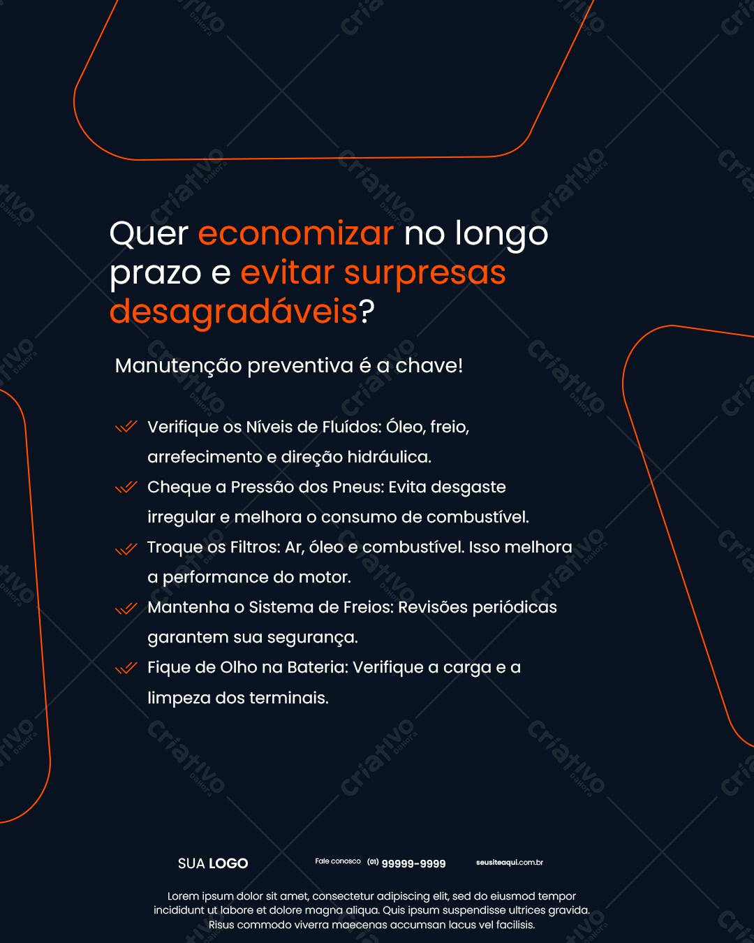 Flyer Manutenção Preventiva Automóvel PSD Editável