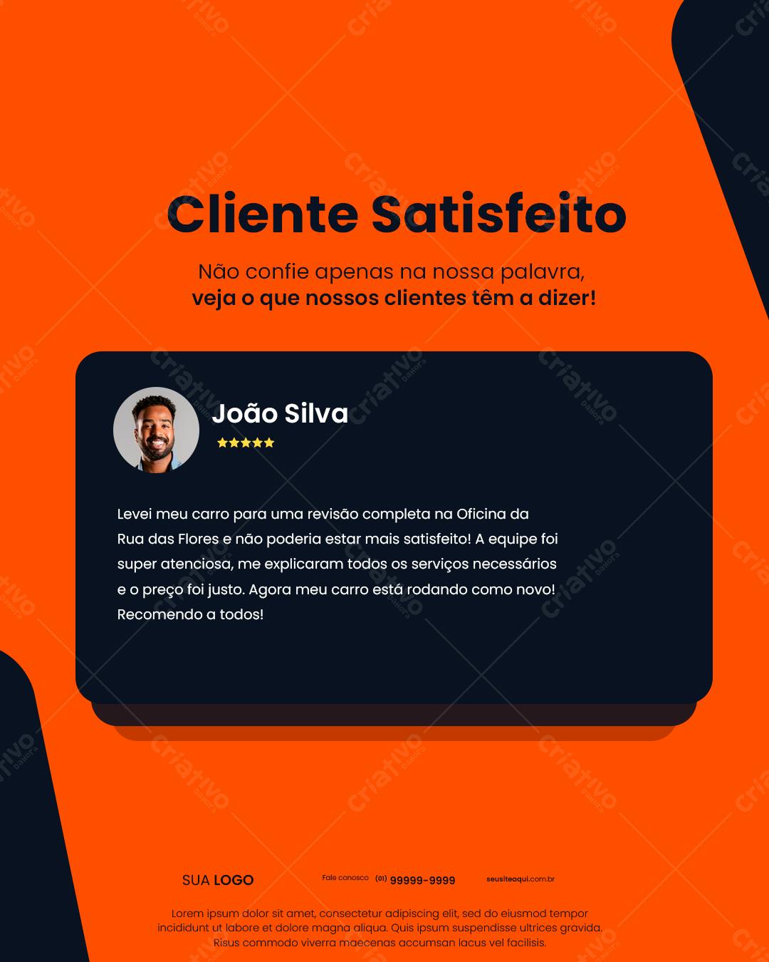 Testimonial PSD para Oficina Mecânica PSD Editável