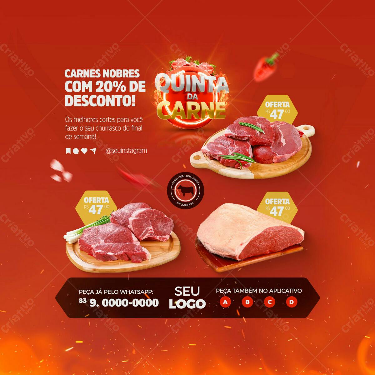 Postagem Instagram Quinta da Carne PSD Editável