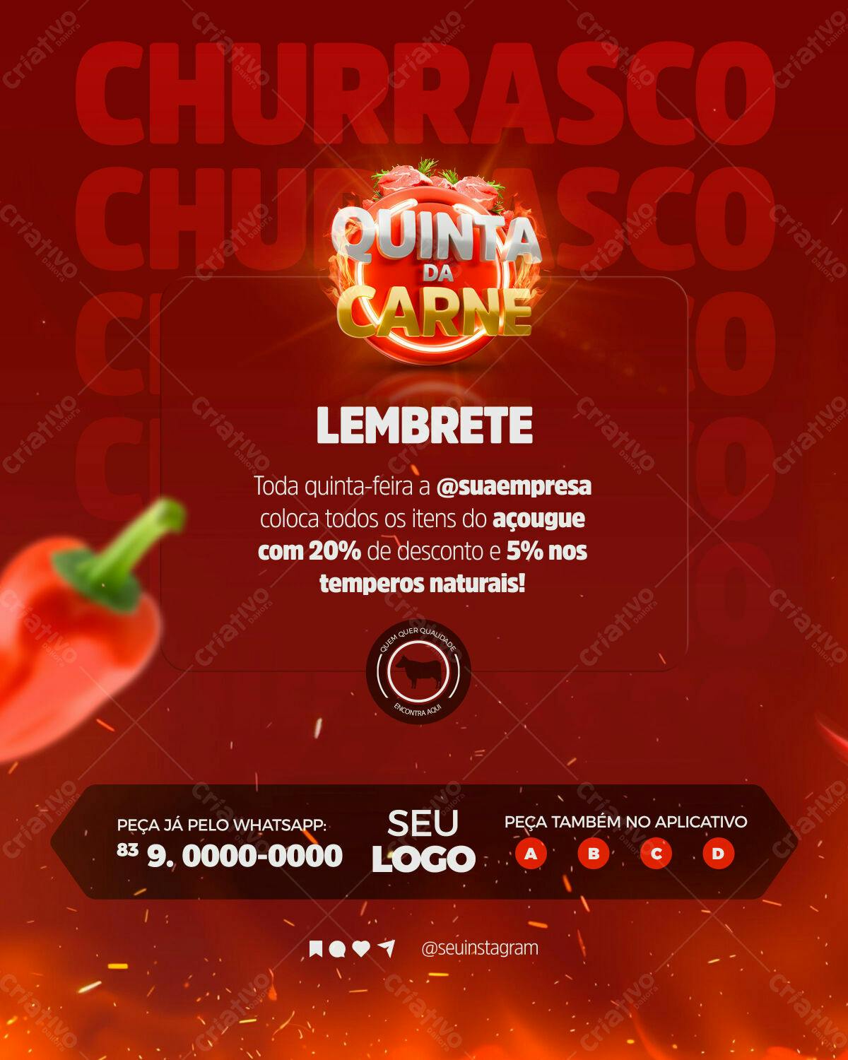 Flyer para Quinta da Carne PSD Editável