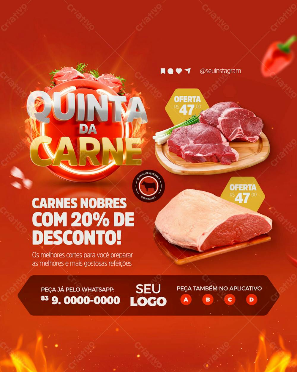 Carnes Nobres Com 20% De Desconto Social Media Feed Vertical