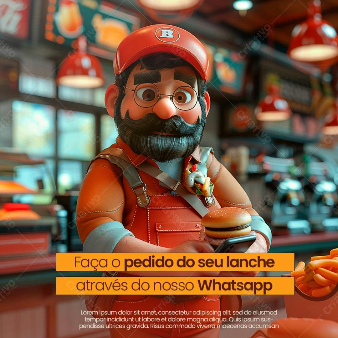 PSD para Pedido de Lanche via WhatsApp Editável