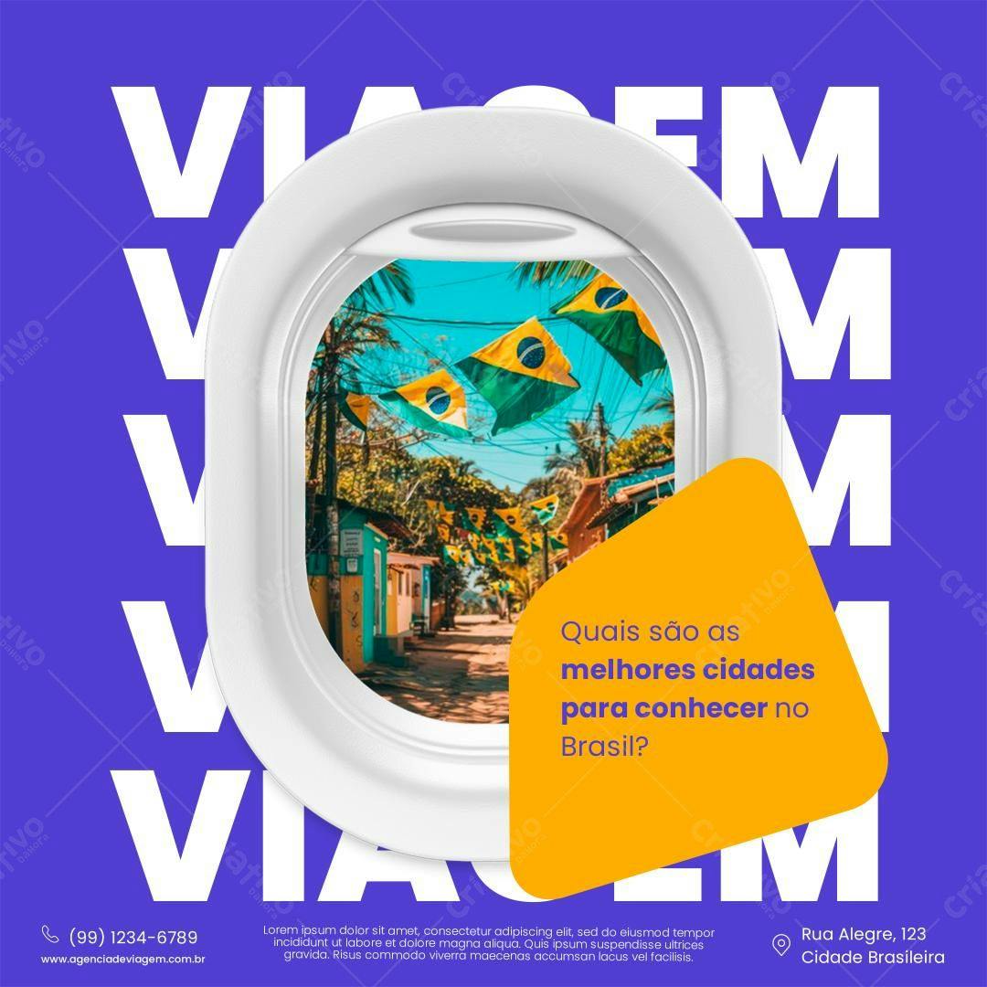 Flyer para Viagem ao Brasil PSD Editável
