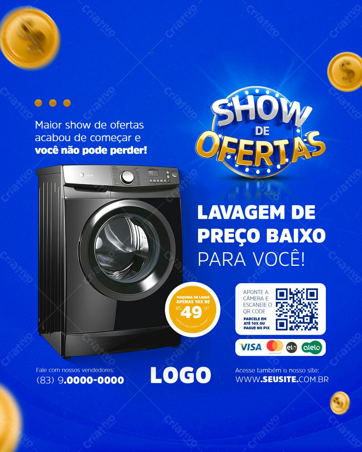 Flyer Show de Ofertas Lavadora PSD Editável