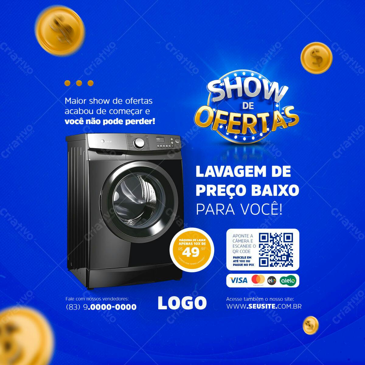 Flyer Show de Ofertas Lavagem de Roupas PSD Editável