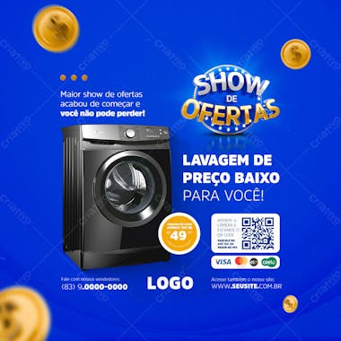 Lavagem de preço baixo show de ofertas social media feed