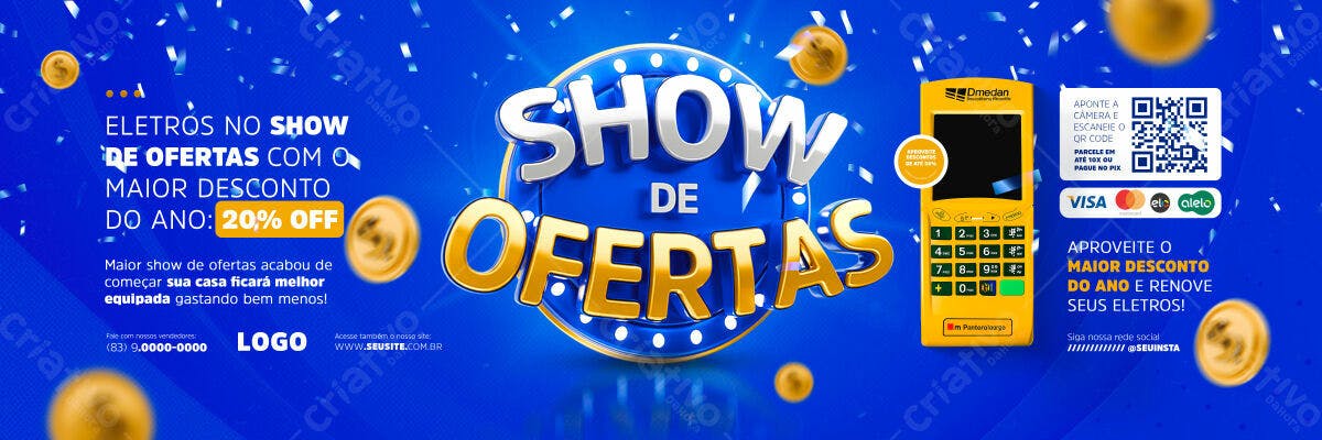 Banner Show de Ofertas Eletrodomésticos PSD Editável