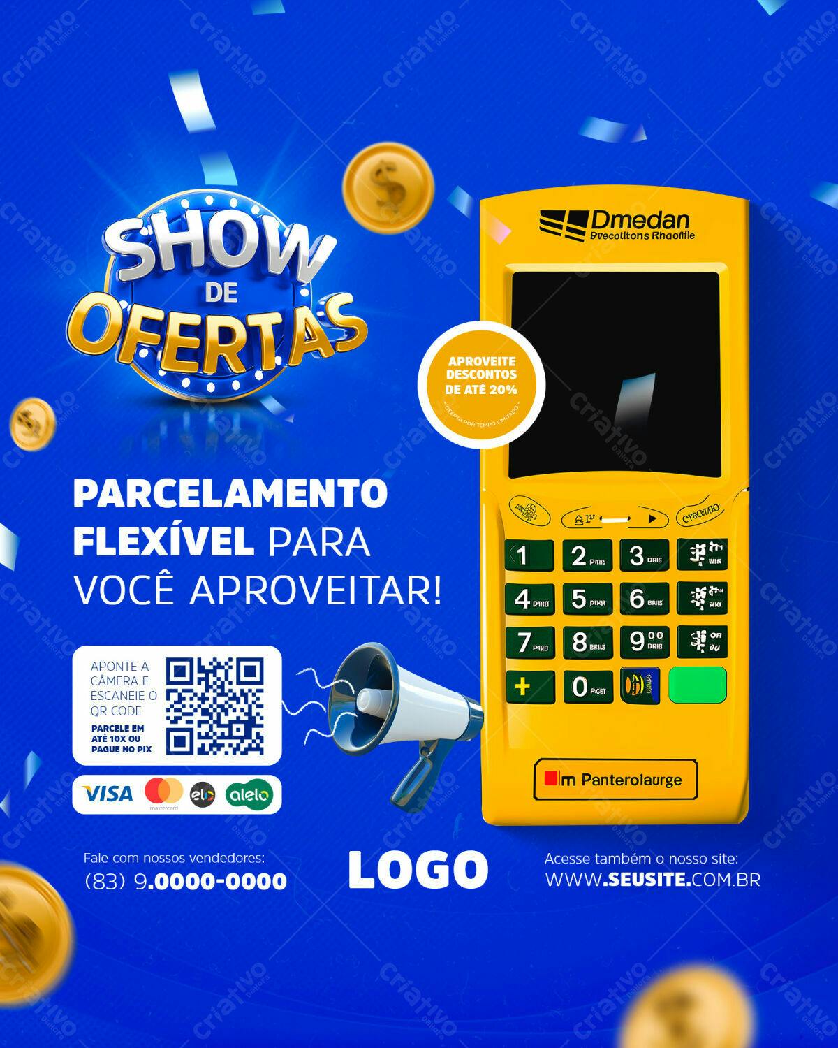 Flyer Show de Ofertas com Maquininha de Cartão PSD Editável