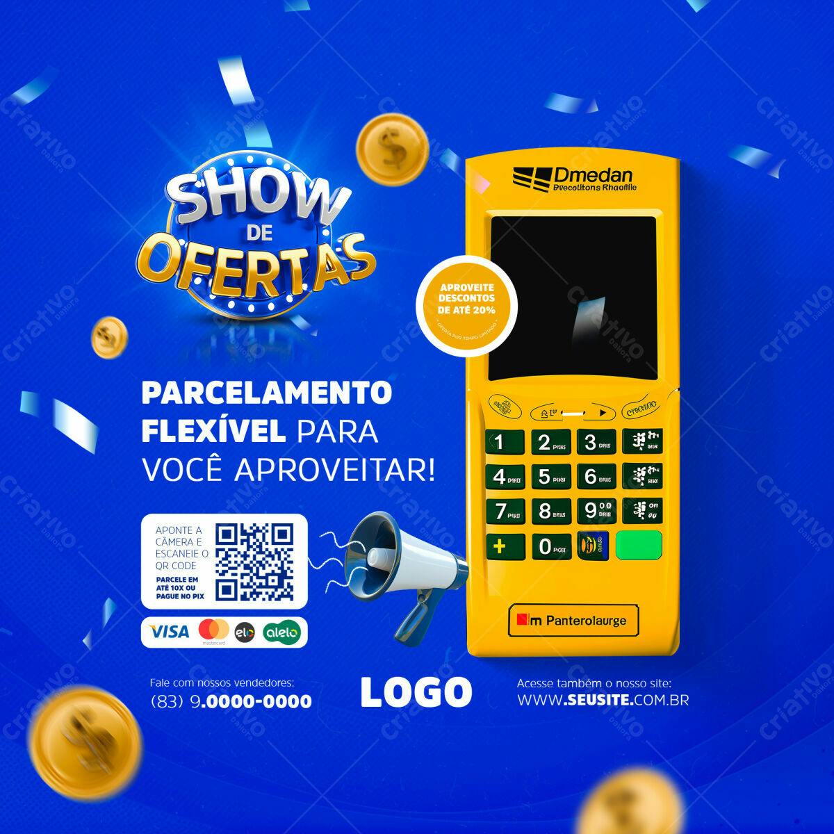 Banner Show de Ofertas com Parcelamento Flexível PSD Editável
