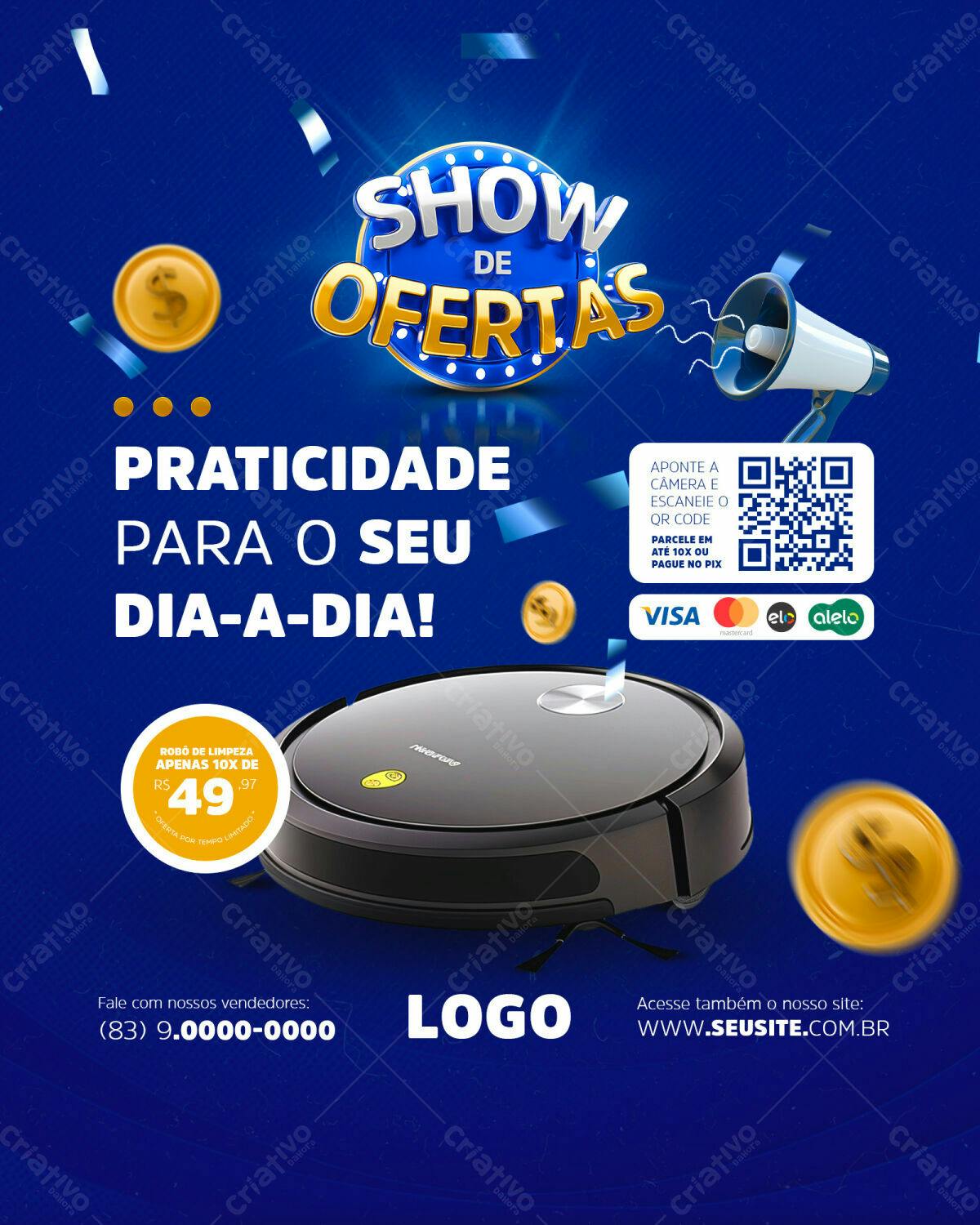 Flyer Show de Ofertas Robô Aspirador PSD Editável