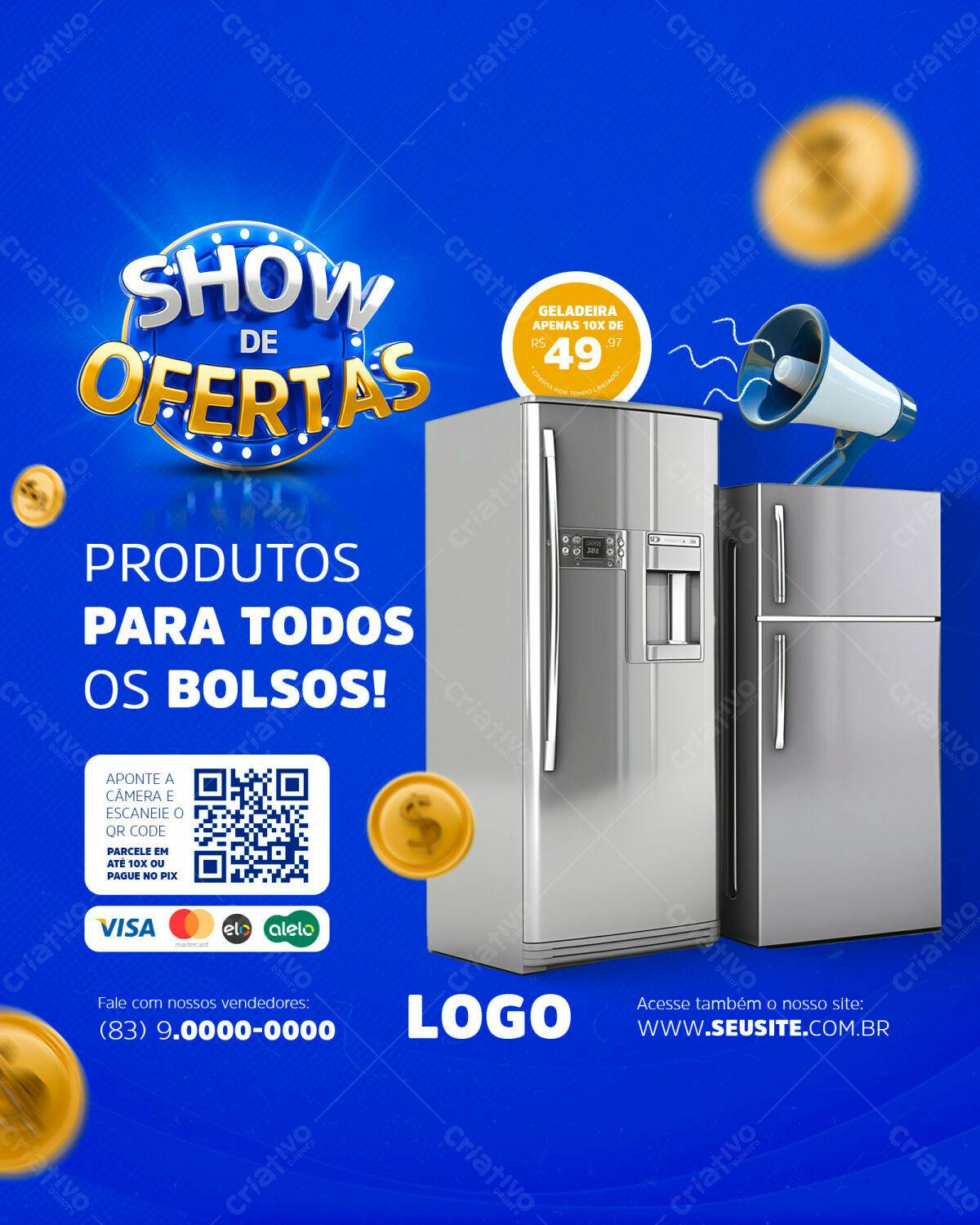 Flyer Show de Ofertas com Geladeiras PSD Editável