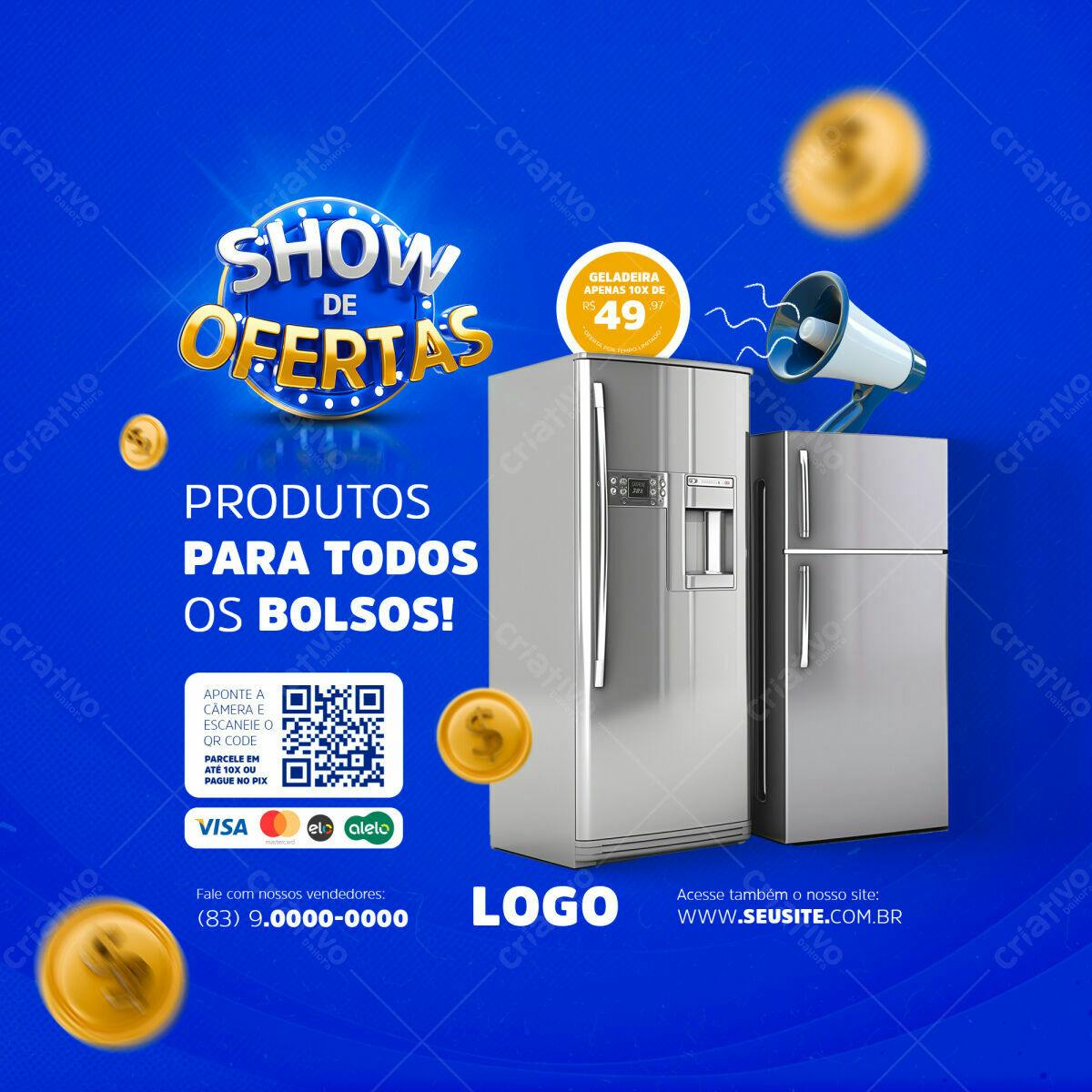 Flyer Show de Ofertas com Geladeiras PSD Editável