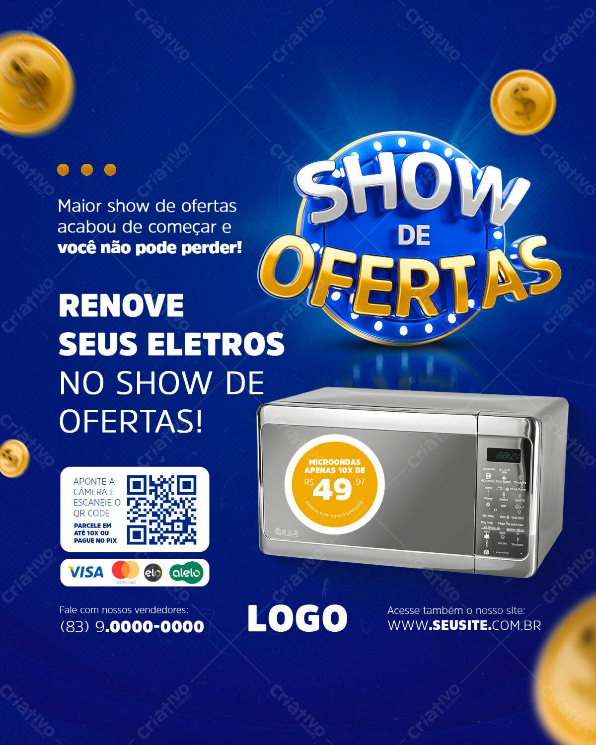 Flyer Show de Ofertas Eletrodomésticos PSD Editável
