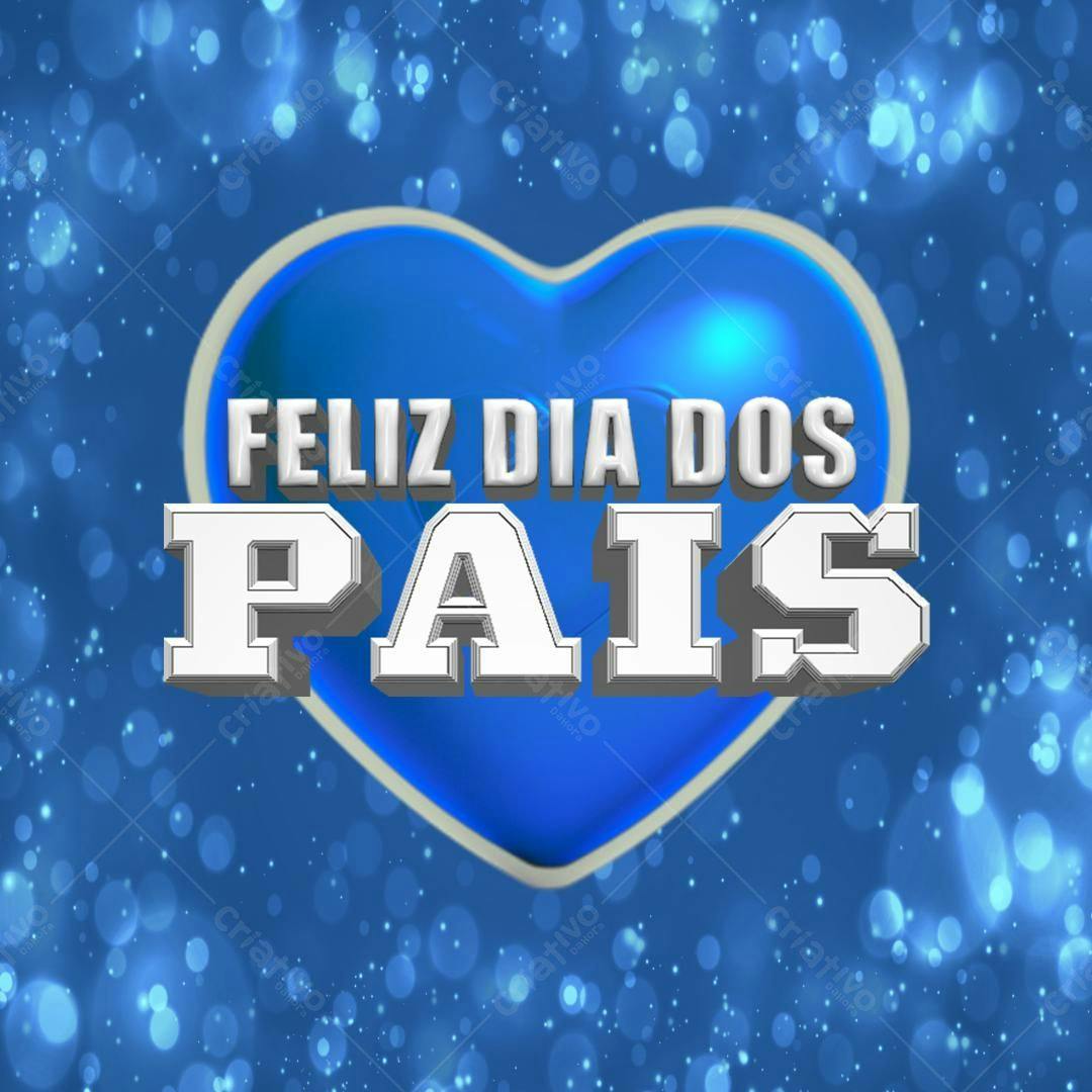 Selo 3D Dia dos Pais azul e prata