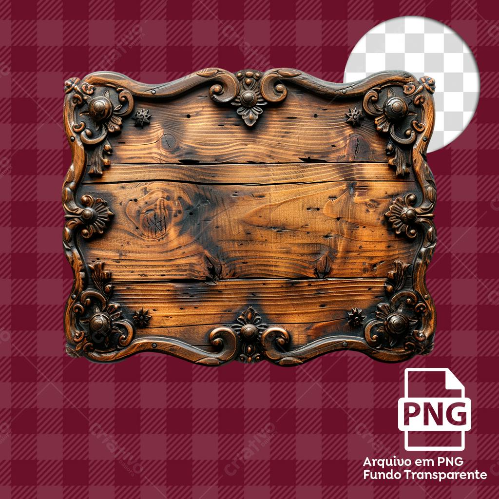 Placa de Madeira Vintage PNG com fundo transparente