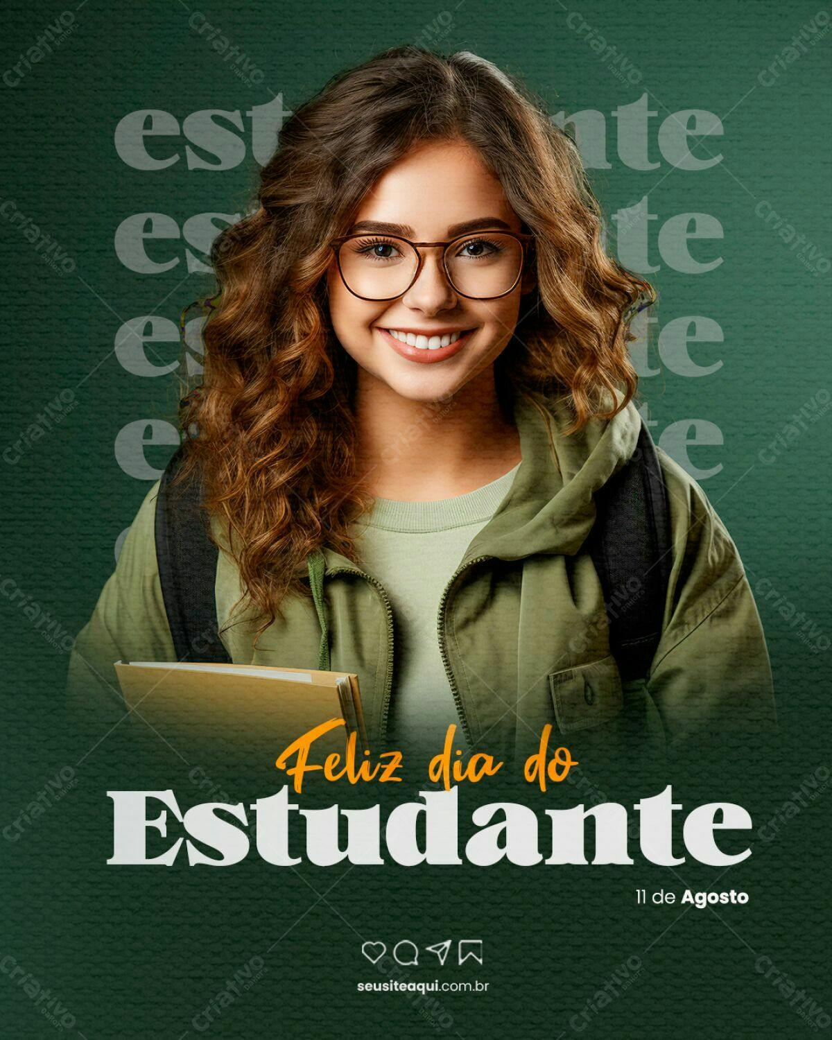 Flyer Dia do Estudante PSD Editável