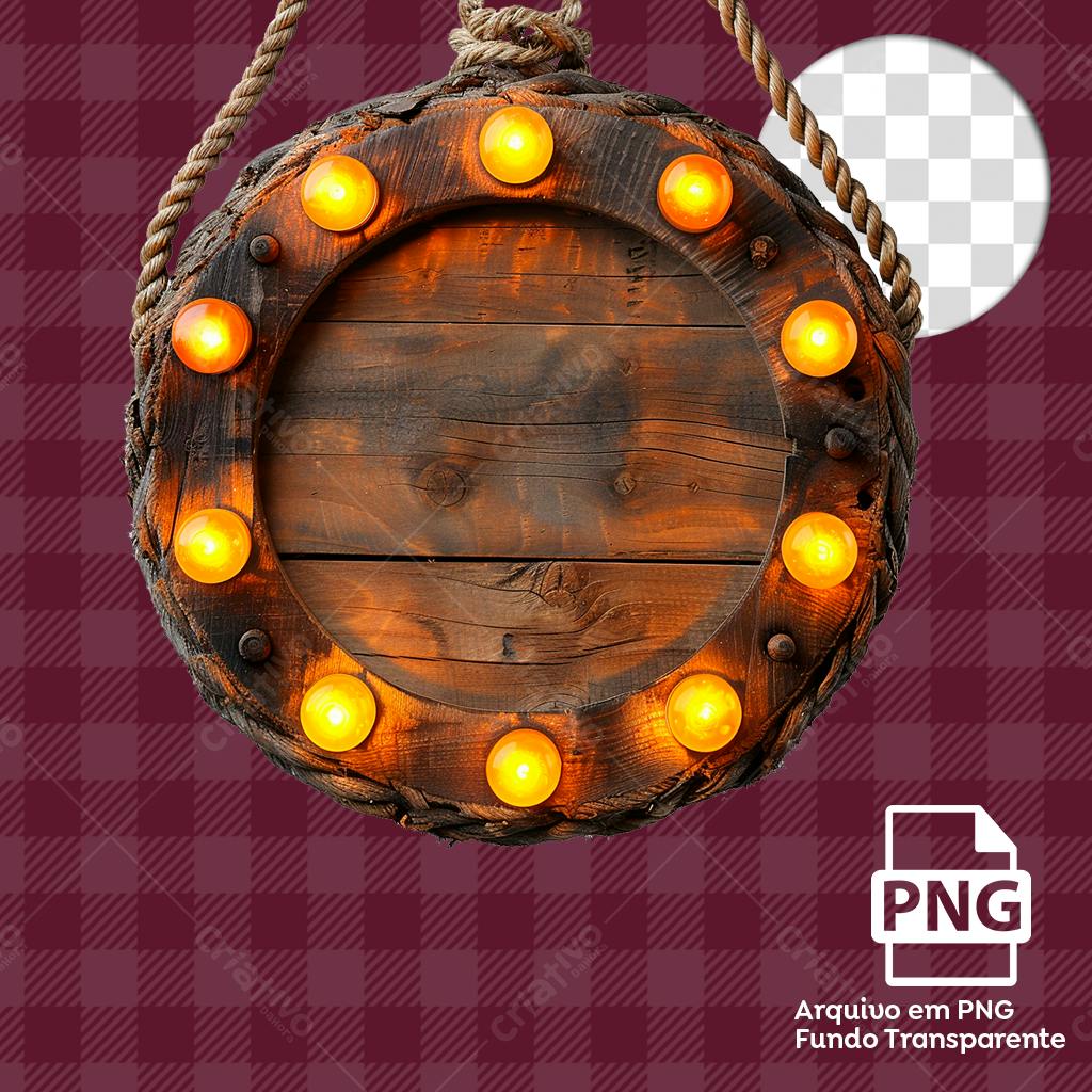 Placa de Madeira Iluminada PNG com fundo transparente
