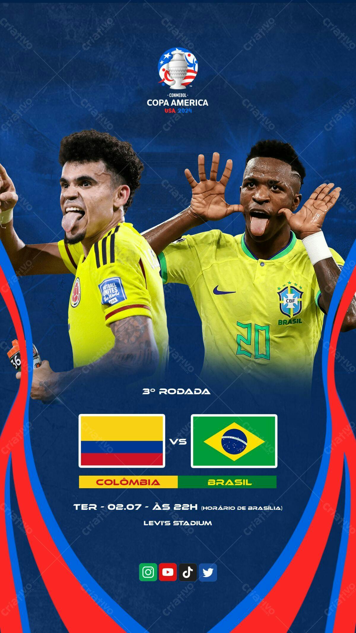 Flyer Copa América Brasil x Colômbia PSD Editável