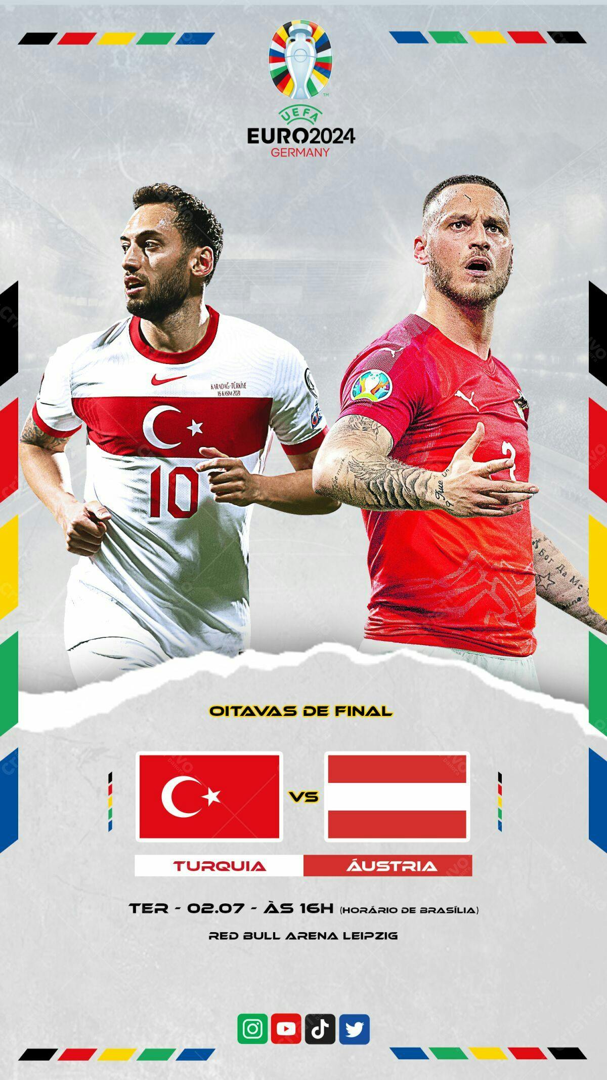 Flyer EURO2024 Turquia vs Áustria PSD Editável